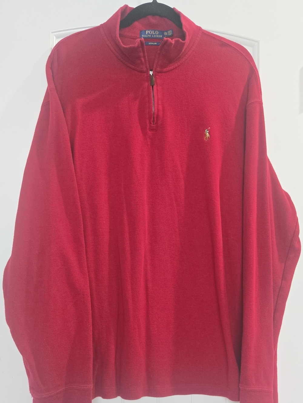 Polo by Ralph Lauren Red Ribbed Quarter-Zip Sweater